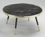 DKD Home Decor Mesa de Centro de Acero y Cristal Símil Mármol 110x50x41,5 cm