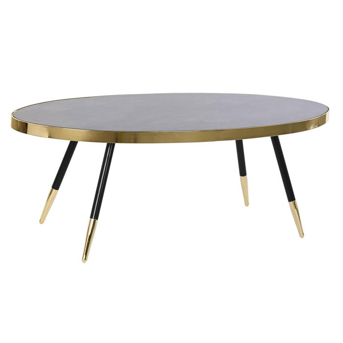 DKD Home Decor Mesa de Centro de Acero y Cristal Símil Mármol 110x50x41,5 cm