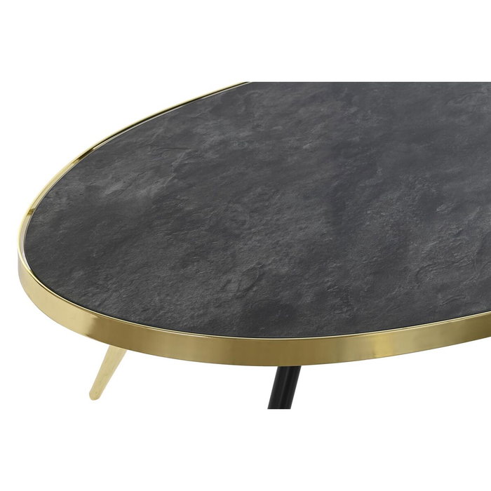 DKD Home Decor Mesa de Centro de Acero y Cristal Símil Mármol 110x50x41,5 cm