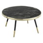DKD Home Decor Mesa de Centro de Acero y Cristal Símil Mármol Negro y Dorado