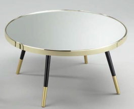 DKD Home Decor Mesa de Centro de Acero y Espejo Dorado