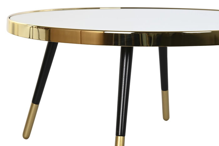 DKD Home Decor Mesa Centro 82.5x40x82.5cm Acero y Espejo Dorado Plateado
