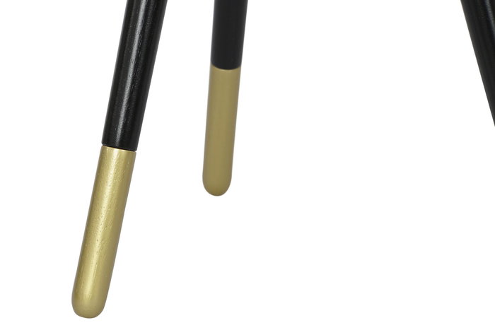 DKD Home Decor Mesita Auxiliar Glam Dorado Negro Acero Espejo 42.5 x 42.5 x 48 cm