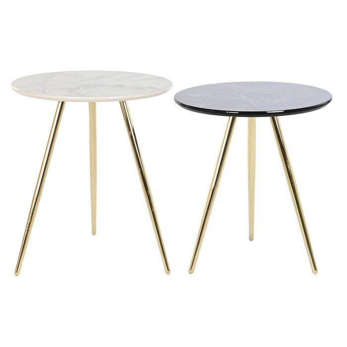 DKD Home Decor Set de 2 Mesitas Auxiliares de Símil Mármol