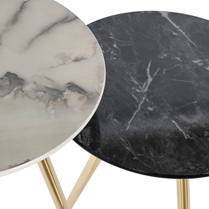 DKD Home Decor Set de 2 Mesitas Auxiliares de Símil Mármol
