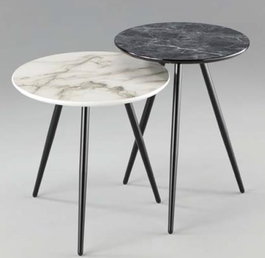 DKD Home Decor Set de 2 Mesitas Auxiliares de Símil Mármol