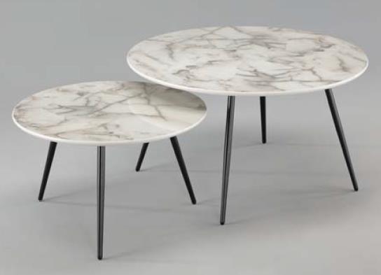DKD Home Decor Set de 2 Mesitas Auxiliares de Símil Mármol