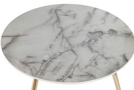 DKD Home Decor Mesita Auxiliar Moderno Blanco Dorado Acero Resina 80 x 45 x 80 cm Set de 2