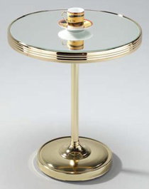 DKD Home Decor Mesita Auxiliar de Latón y Espejo Dorado