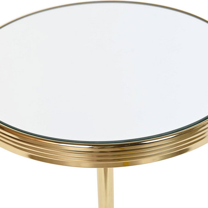 DKD Home Decor Mesita Auxiliar de Latón y Espejo Dorado