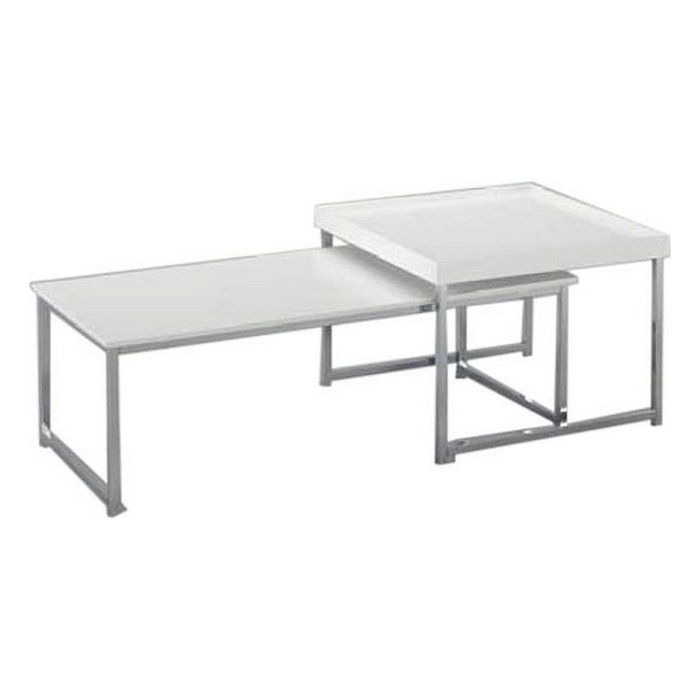 DKD Home Decor Set de 2 Mesas de Centro Blanco y Plateado