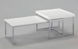 DKD Home Decor Set de 2 Mesas de Centro Blanco y Plateado