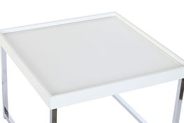 DKD Home Decor Mesa Centro Chic Blanco Plateado Acero MDF Set 2 Piezas 48 x 45 x 110 cm