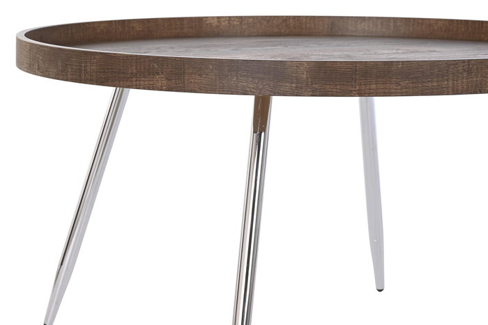 DKD Home Decor Mesa Centro Moderno Marron Plateado Acero MDF 78 x 78 x 41.5 cm