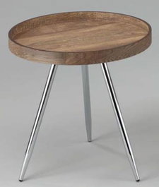 DKD Home Decor Mesita Auxiliar Moderna Marrón Oscuro y Plateado