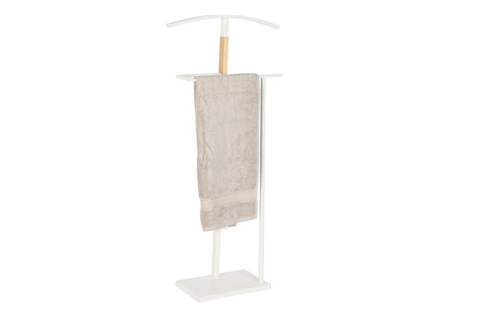 DKD Home Decor Galán Moderno de Ropa y Accesorios para Dormitorio, Acero y Madera, Blanco Natural, 48 cm Ancho x 20 cm Fondo x 106.5 cm Alto