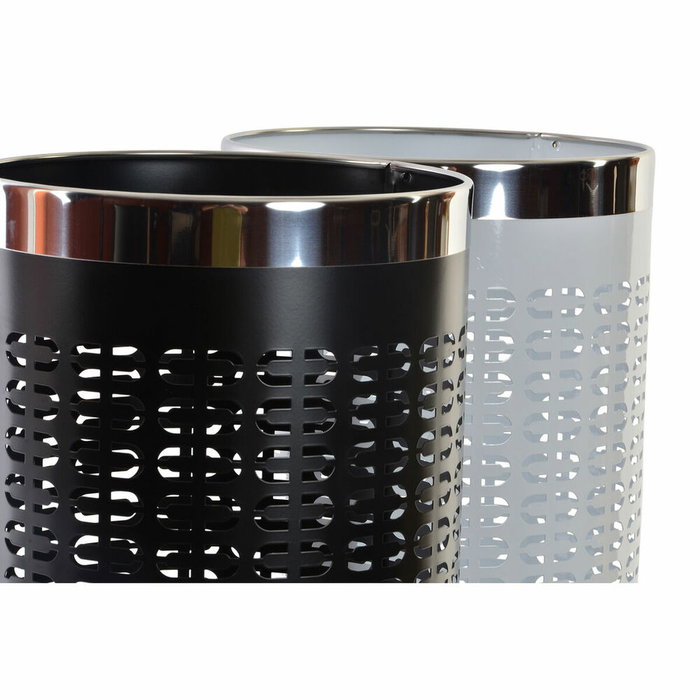 DKD Home Decor Set de 2 Paragueros de Acero Blanco y Negro 23x23x50 cm DKD Home Decor Set de 2 Paragueros de Acero Blanco y Negro 23x23x50 cm