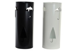 DKD Home Decor Paraguero Moderno Blanco Negro Acero 19 x 47 x 19 cm (2 Unidades)