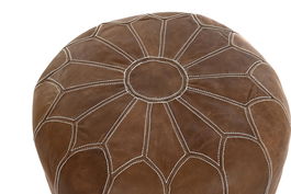 DKD Home Decor Reposapiés Vintage Marrón Piel 48 x 35 x 48 cm