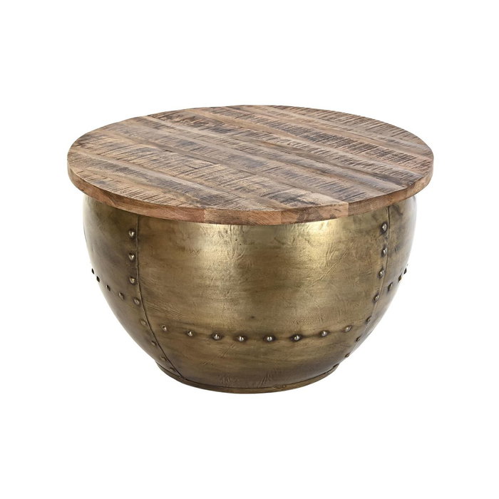 DKD Home Decor Mesa de Centro de Mango y Metal Dorado