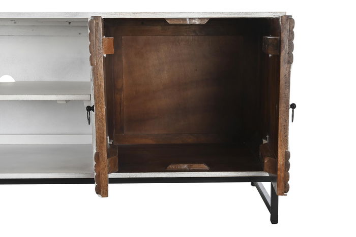 DKD Home Decor Mueble TV Blanco Negro 180 x 40 x 60 cm