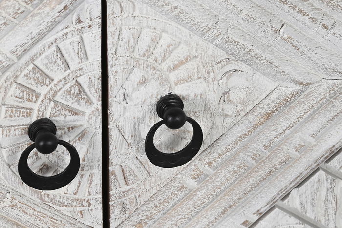 DKD Home Decor Mueble TV Blanco Negro 180 x 40 x 60 cm