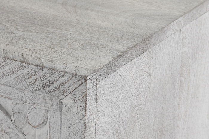 DKD Home Decor Mueble TV Blanco Mango y Metal 130 x 40 x 55 cm