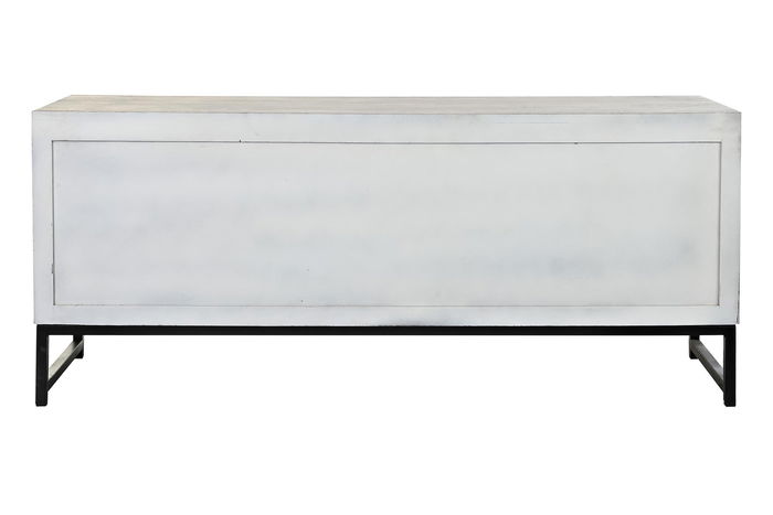 DKD Home Decor Mueble TV Blanco Mango y Metal 130 x 40 x 55 cm