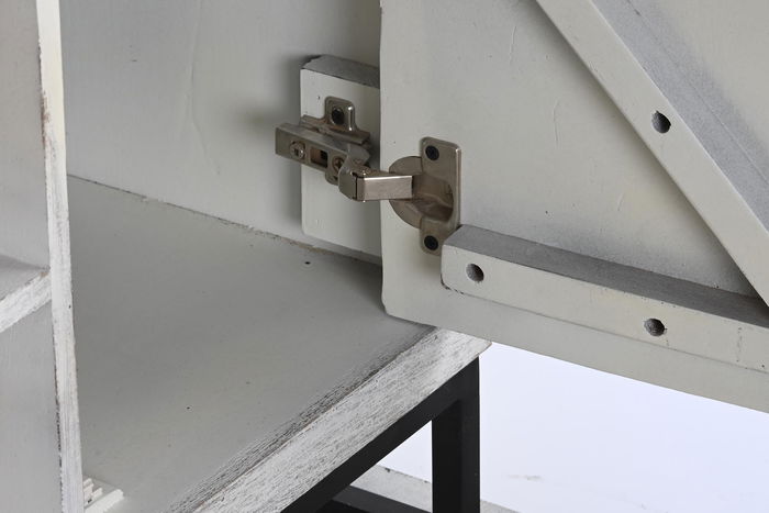 DKD Home Decor Mueble TV Blanco Mango y Metal 130 x 40 x 55 cm