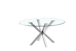 DKD Home Decor Mesa Comedor Moderno Plateado Acero y Cristal 110x76x110 cm