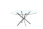 DKD Home Decor Mesa Comedor Moderno Plateado Acero y Cristal 110x76x110 cm