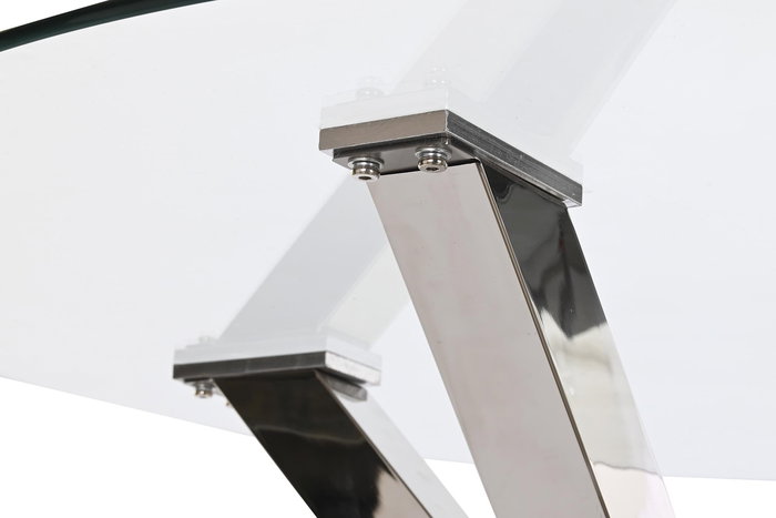 DKD Home Decor Mesa Comedor Moderno Plateado Acero y Cristal 110x76x110 cm