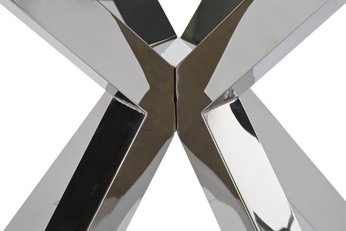 DKD Home Decor Mesa Comedor Moderno Plateado Acero y Cristal 110x76x110 cm