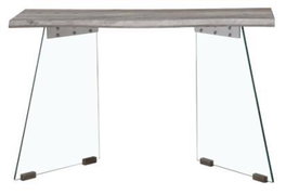 DKD Home Decor Consola de Cristal y MDF Gris Claro