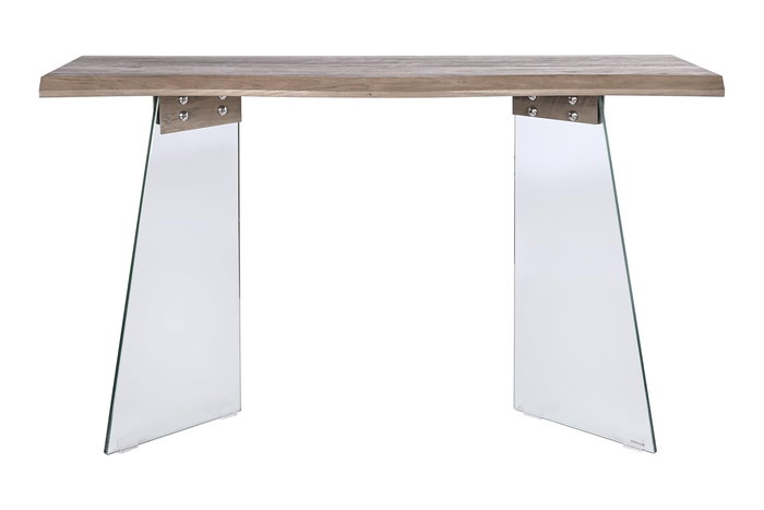 DKD Home Decor Consola Gris Claro Transparente Cristal y MDF 120 x 40 x 76 cm