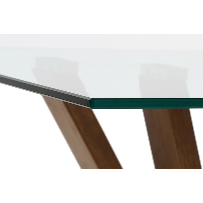 DKD Home Decor Mesa de Centro REBECA de Nogal y Cristal 130x70x42 cm