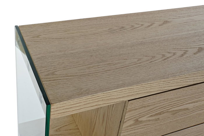 DKD Home Decor Mesa de Centro REBECA de Nogal y Cristal 130x70x42 cm