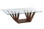 DKD Home Decor Mesa Centro Rebeca Moderno Nogal Cristal Marron Claro Transparente 130 x 70 x 42 cm
