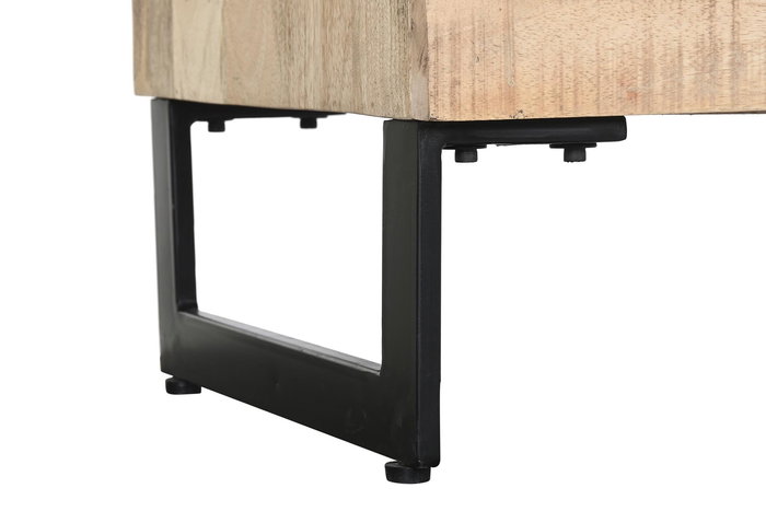 DKD Home Decor Mueble TV Alpino Natural Negro Mango y Metal 150x40x65 cm con 4 Cajones