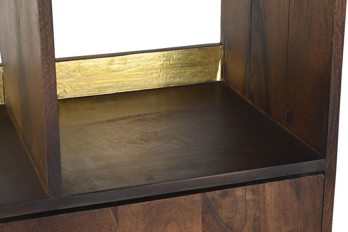 DKD Home Decor Estanteria Marron Oscuro Dorado Mango Metal 90 x 200 x 35 cm