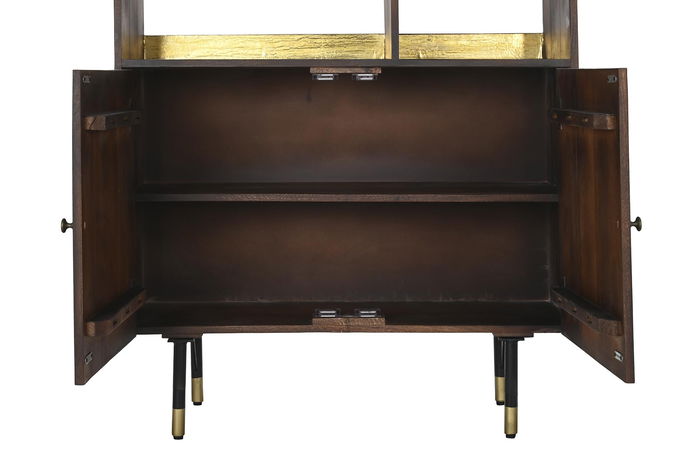 DKD Home Decor Estanteria Marron Oscuro Dorado Mango Metal 90 x 200 x 35 cm