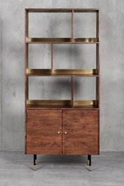 DKD Home Decor Estanteria Marron Oscuro Dorado Mango Metal 90 x 200 x 35 cm