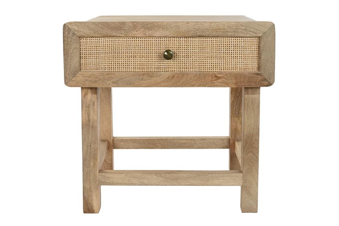 DKD Home Decor Mesita De Noche Balines Marron Natural Mango Ratan 40 x 51 x 51 cm