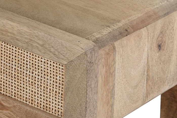 DKD Home Decor Mesita De Noche Balines Marron Natural Mango Ratan 40 x 51 x 51 cm