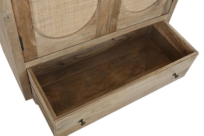 DKD Home Decor Armario Natural Madera Mango y Ratan 40 x 180 x 90 cm Hecho a Mano