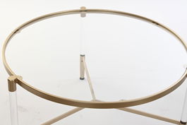 DKD Home Decor Mesa Centro Glam Dorado Transparente Metal Acrilico 87 x 87 x 50 cm