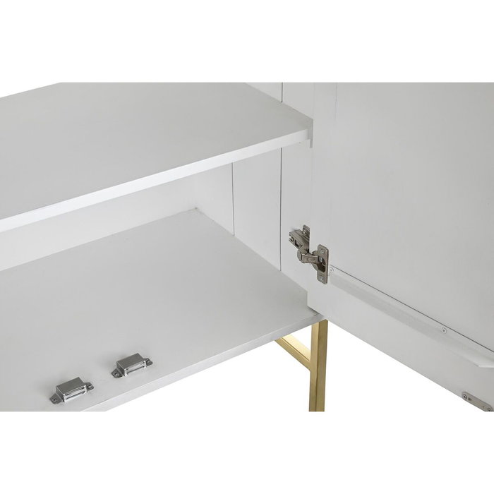 DKD Home Decor Buffet de Mango y Latón Cruz Rombo Blanco