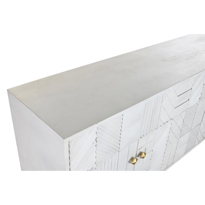 DKD Home Decor Buffet de Mango y Latón Cruz Rombo Blanco
