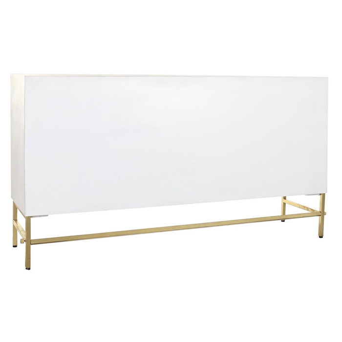 DKD Home Decor Buffet de Mango y Latón Cruz Rombo Blanco