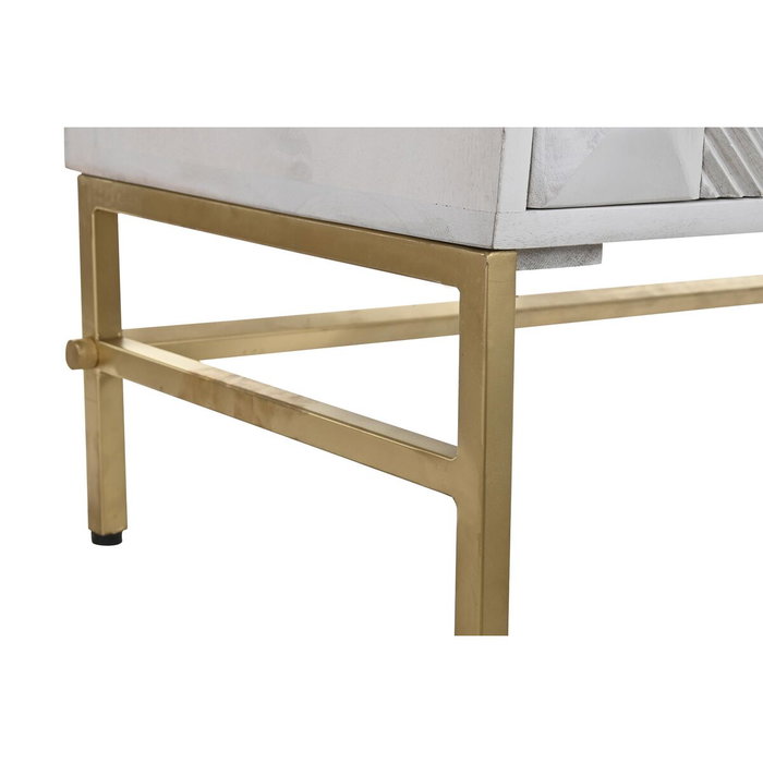 DKD Home Decor Buffet de Mango y Latón Cruz Rombo Blanco